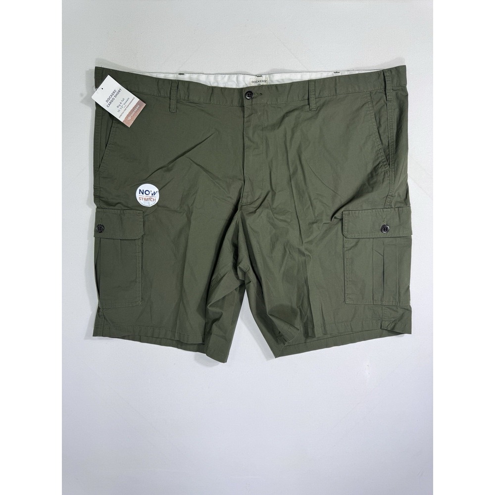 Dockers Stretch Cargo Shorts Men's 52 Green NWT Utility Canvas Casual Work